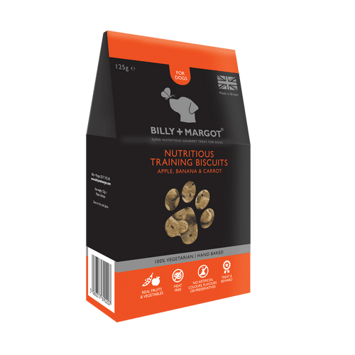 Billy & Margot Apple, Banana & Carrot Training Biscuits 125g