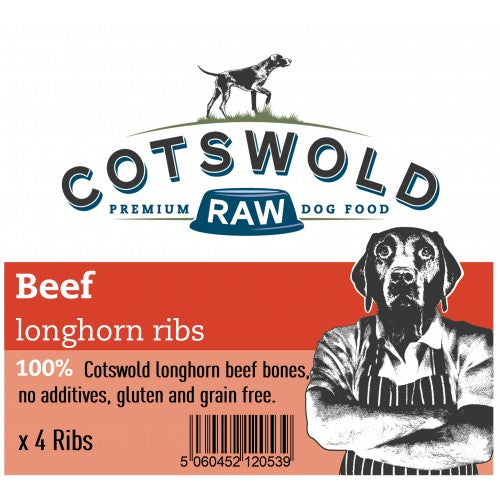 Cotswold Raw- Fresh Beef Longhorn Ribs- Pack of 4