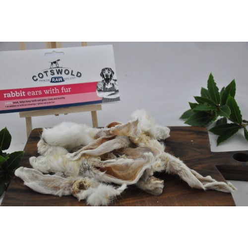 Cotswold Raw- Natural Dried Treats- Rabbit Ears With Fur- 100g